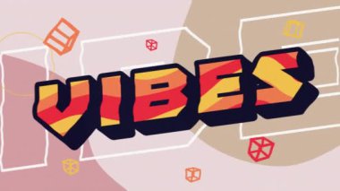 Turuncu ve siyah renkli, bej ve pembe organik şekilli metin titreşimlerinin animasyonu. pozitif duygular ve refah mesajı, sosyal medya konsepti, dijital olarak oluşturulmuş video.