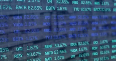 Dükkan içi mali veri işleme animasyonu. küresel alışveriş, iş, dijital arayüz, teknoloji ve ağ konsepti dijital olarak oluşturulmuş video.