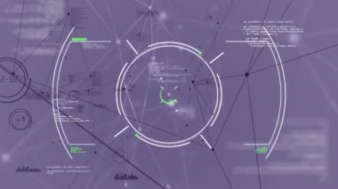 Bilgi ve veri işleme üzerinde dönen güvenli kilidin animasyonu. küresel iletişim ve veri güvenliği kavramı, dijital olarak oluşturulan video.