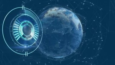 Bağlantılar ve küresel ağ üzerinden tarama alanının animasyonu. küresel teknoloji, dijital arayüz ve bağlantılar konsepti dijital olarak oluşturulmuş video.