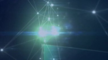Karanlık arka plandaki bağlantı ağının animasyonu. küresel bağlantılar, iş dünyası, dijital arayüz, teknoloji ve ağ konsepti dijital olarak oluşturulmuş video.