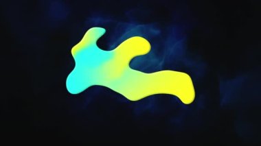 Siyah arkaplanda hareket eden mavi dalgaların üzerindeki lekenin canlandırması. renk, hareket ve enerji arkaplan kavramı, dijital olarak oluşturulmuş video.