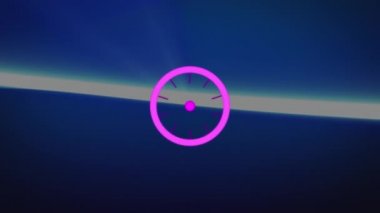 Mor kaydetme animasyonu mavi ışıkların üzerine kilitlenir. küresel bağlantılar, dijital arayüz, teknoloji ve ağ konsepti dijital olarak oluşturulmuş video.