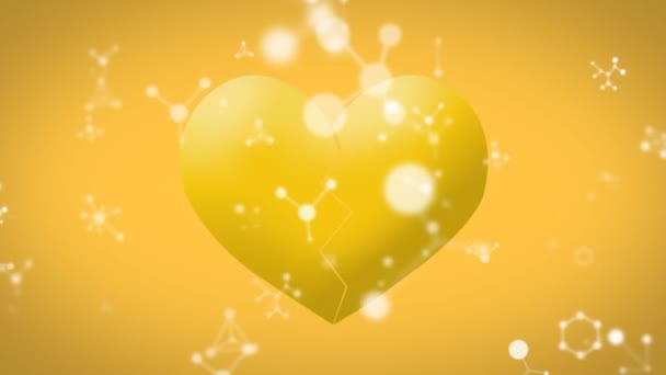 Animazione Reti Bianche Che Muovono Emoji Cuore Giallo Sfondo Giallo — Video Stock