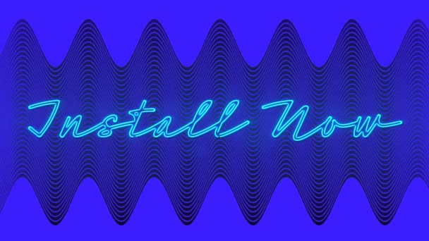 Animation Von Text Installieren Sie Jetzt Blauem Neon Mit Parallel — Stockvideo