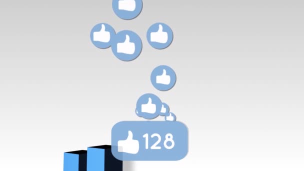 Animation Social Media Icons Numbers Statistics Data Processing Global Social — Stock Video