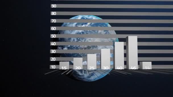 Animacja Przetwarzania Danych Statystyk Całym Świecie Globalne Połączenia Biznes Interfejs — Wideo stockowe