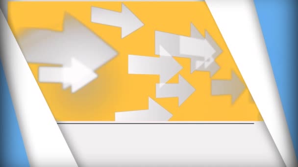 Beyaz Oklar Üzerinde Açılan Mavi Beyaz Panellerin Animasyonu Sarı Arkaplanda — Stok video