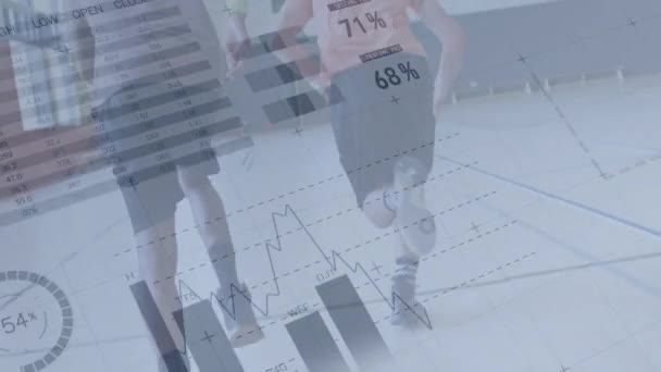 Animation Data Processing Statistics Basketball Players Global Sports Business Digital — Stock Video