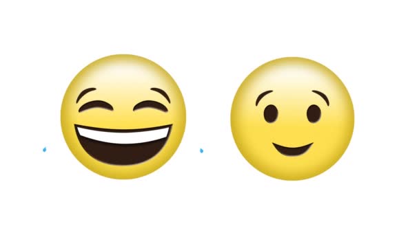 Animation Icônes Emoji Riantes Clignantes Sur Fond Blanc Médias Sociaux — Video