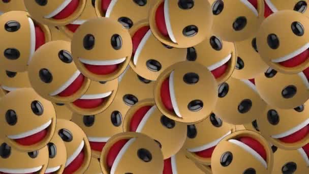 Düşen Gülümsemenin Animasyonu Şehir Manzarası Üzerinde Çoklu Emojiler Küresel Bağlantılar — Stok video
