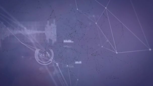 Animação Dados Que Movem Rede Conexões Sobre Grade Móvel Conceito — Vídeo de Stock