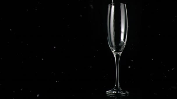 Animation Von Weißen Flecken Die Über Einem Glas Champagner Auf — Stockvideo