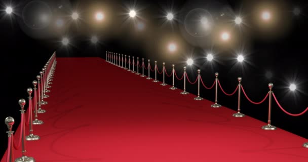 Animação Desenho Modelo Carpete Vermelho Desfile Moda Fundo Preto Design — Vídeo de Stock