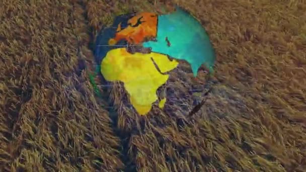 Animation Globe Financial Data Processing Agriculture Field — Stock Video