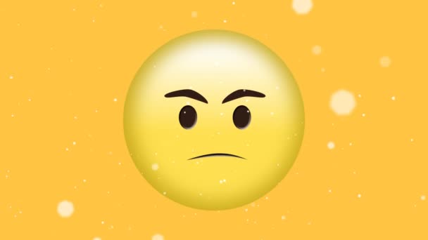 Animación Manchas Luz Blanca Sobre Emojis Enojados Sobre Fondo Amarillo — Vídeo de stock