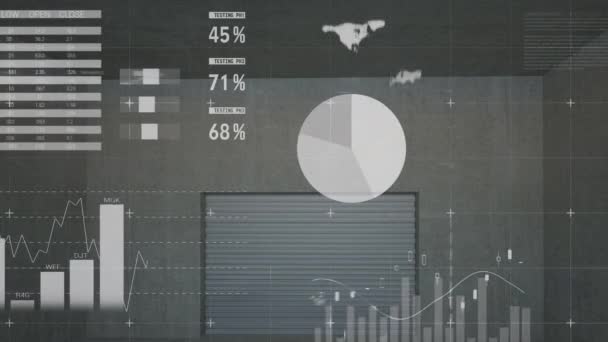 Animatie Van Statistieken Zwarte Achtergrond Wereldwijde Verbindingen Digitale Interface Technologie — Stockvideo