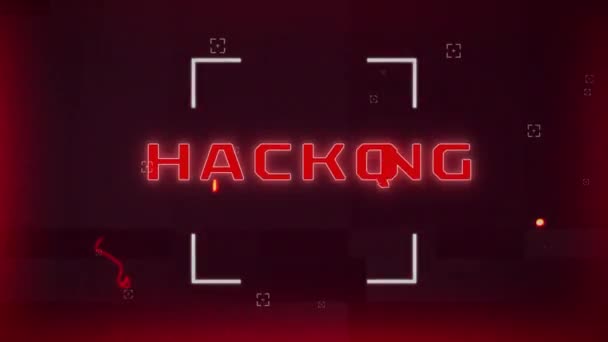 Animação Texto Hacking Com Marcador Branco Sobre Fundo Vermelho Brilhante — Vídeo de Stock