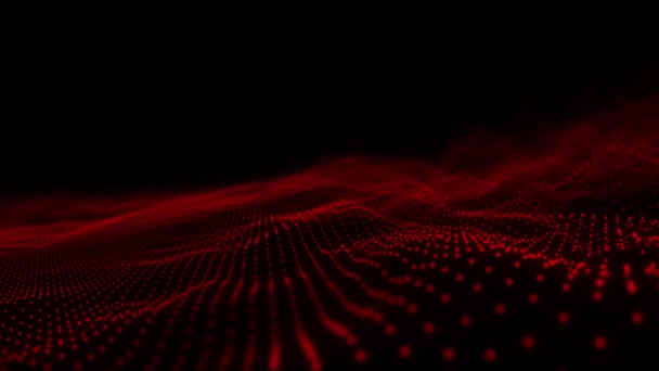 黒い背景に起伏のある輪郭の赤い点のアニメーション 動き変化コミュニケーション肯定的なエネルギー概念デジタルで生成されたビデオ — ストック動画