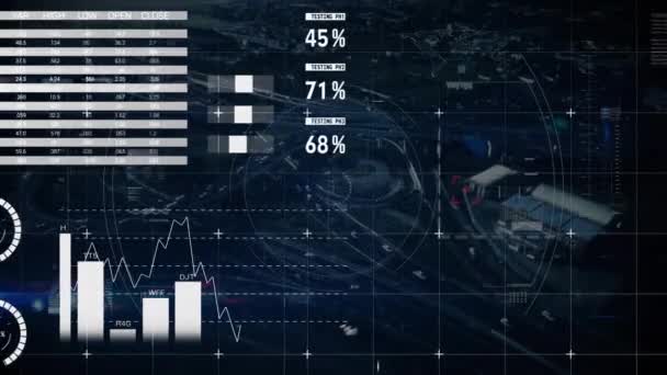 Animace Statistik Zpracování Dat Celém Městě Globální Zpracování Dat Digitální — Stock video