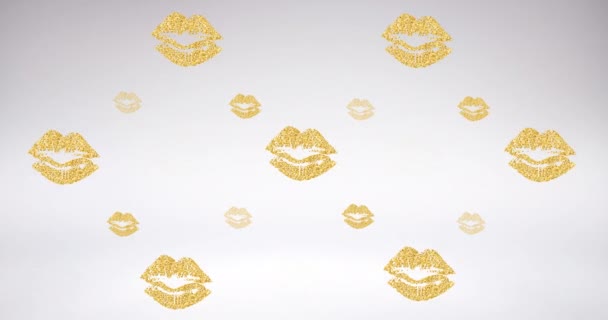 Animação Lábios Repetidos Fundo Branco Moda Acessórios Beleza Fundo Padrão — Vídeo de Stock