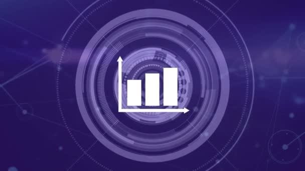 Animering Statistik Och Nätverk Anslutningar Lila Bakgrund Globala Anslutningar Företag — Stockvideo