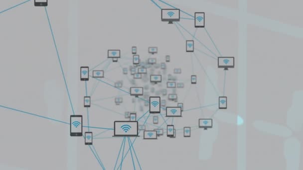 Animation Réseau Connexions Avec Des Icônes Connexions Mondiales Affaires Interface — Video