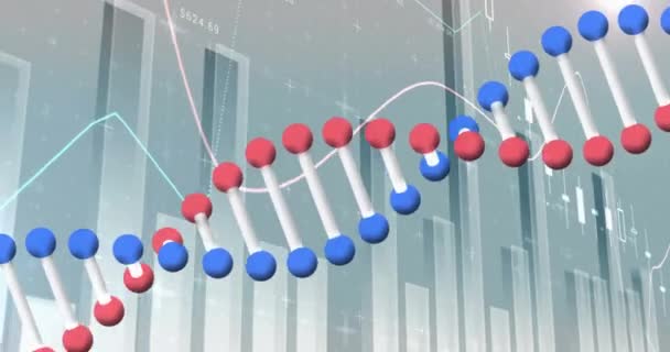 Animazione Del Filamento Del Dna Sulle Statistiche Social Media Globali — Video Stock