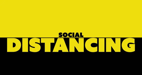 Immagine Parole Social Scritta Nero Movimento Sfondo Giallo Distanziamento Scritta — Foto Stock