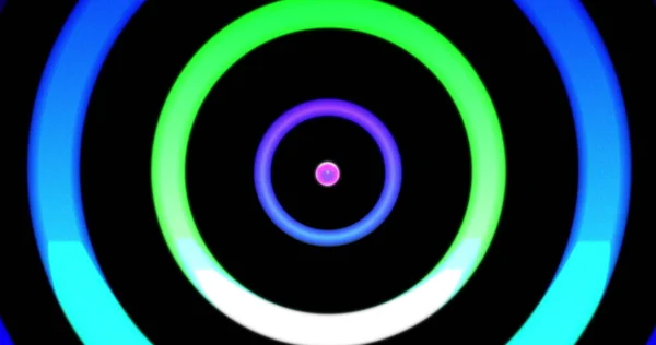 Afbeelding Van Meerdere Kleurrijke Neon Cirkels Draaien Bewegen Veranderende Achtergrond — Stockfoto
