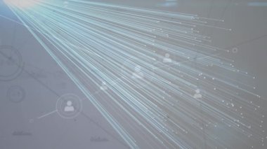 İnsan simgeleriyle bağlantı ağının animasyonu. küresel bağlantılar, iş dünyası, dijital arayüz, teknoloji ve ağ konsepti dijital olarak oluşturulmuş video.