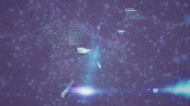 Veri işleme ve bağlantı ağının animasyonu. küresel iletişim, iş dünyası, dijital arayüz, teknoloji ve ağ konsepti dijital olarak oluşturulmuş video.