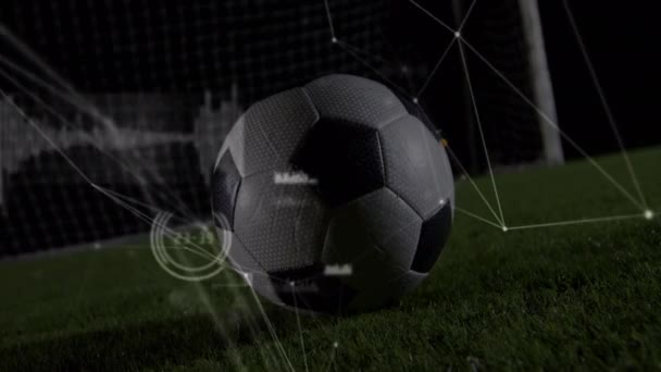 Animación Redes Conexiones Sobre Futbolista Deportes Globales Tecnología Interfaz Digital — Vídeo de stock