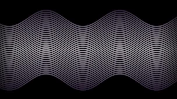 白い波状の線を黒い背景に動く白い文字や波のアニメーション — ストック動画