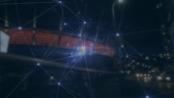 都市間のネットワークのアニメーション 世界規模の接続 デジタルインターフェース テクノロジー ネットワーキングの概念デジタルで生成されたビデオ — ストック動画