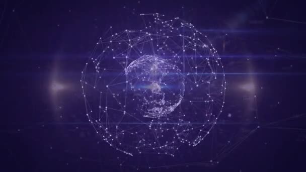Animation du globe avec réseau de connexions. connexions globales, interface numérique, technologie et concept de réseau vidéo générée numériquement.