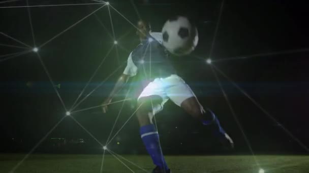 Animation Réseaux Connexions Sur Joueur Football Sport Mondial Technologie Interface — Video
