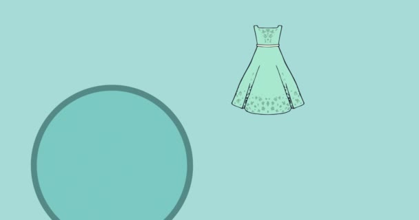Animation Von Verkaufstext Und Kleid Auf Grünem Hintergrund Mode Accessoires — Stockvideo