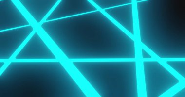 Siyah arkaplanda ilerleyen parlak neon mavi ağ görüntüsü. renk ve hareket kavramı dijital olarak oluşturulmuş görüntü.