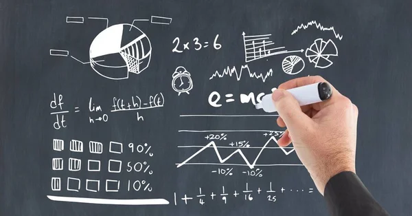 Composición Ecuaciones Matemáticas Sobre Pizarra Negra Concepto Educación Escuela Aprendizaje —  Fotos de Stock