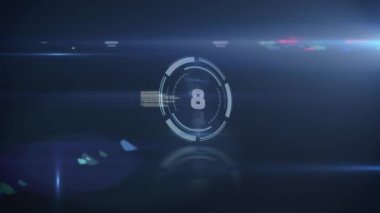 Geri sayım, hareket eden ışıklar ve siyaha işlenen veri ile güvenli bir şekilde kilitlenme animasyonu. küresel iletişim, güvenlik ve veri paylaşım teknolojisi konsepti, dijital olarak oluşturulmuş video.