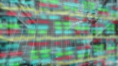 Deponun istatistikleriyle finansal veri işleme animasyonu. küresel gönderim, finans, iş, dijital arayüz, teknoloji ve ağ konsepti dijital olarak oluşturulmuş video.