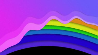 Mor dalgaların animasyonu, gökkuşağı kıvrımları üzerinde, siyah arkaplanda. gurur, kutlama ve eşitlik kavramı, dijital olarak oluşturulmuş video.