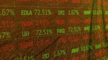 Tarım alanında finansal veri işleme animasyonu. küresel tarım, işletme, dijital arayüz, teknoloji ve ağ konsepti dijital olarak oluşturulmuş video.