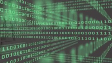 Euro banknotları üzerinde dijital ikili kodların animasyonu. global business, finans, teknoloji, dijital arayüz ve bağlantılar konsepti dijital olarak oluşturulmuş video.