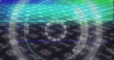 Arıza ve ikili kodlama ile tarama alanının animasyonu. küresel veri işleme, iletişim, dijital arayüz, teknoloji ve ağ konsepti dijital olarak oluşturulmuş video.