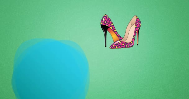 Animation Super Sale Text High Heels Green Background Fashion Accessories — Stock Video