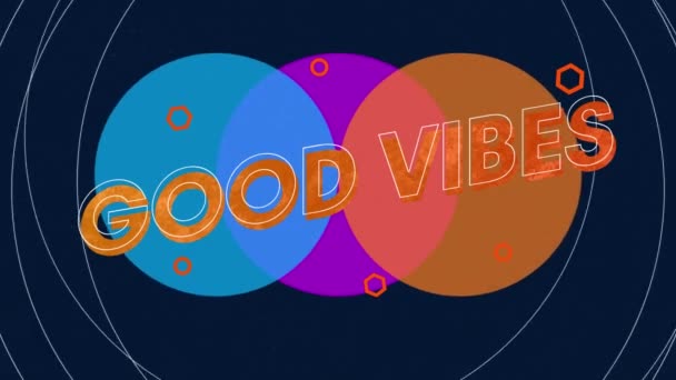 Animation Tekst Gode Vibes Orange Tre Farvede Cirkler Sort Positive – Stock-video