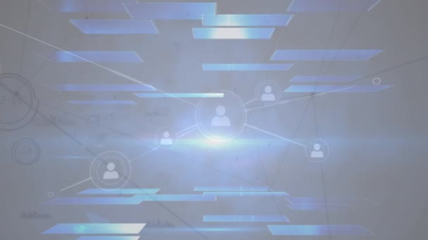 Animacja Sieci Połączeń Ikonami Globalne Połączenia Biznes Interfejs Cyfrowy Technologia — Wideo stockowe