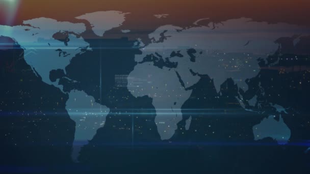 Animation Réseau Connexions Avec Des Icônes Sur Carte Monde Connexions — Video